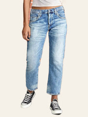 Light-Wash Straight Ankle Jeans