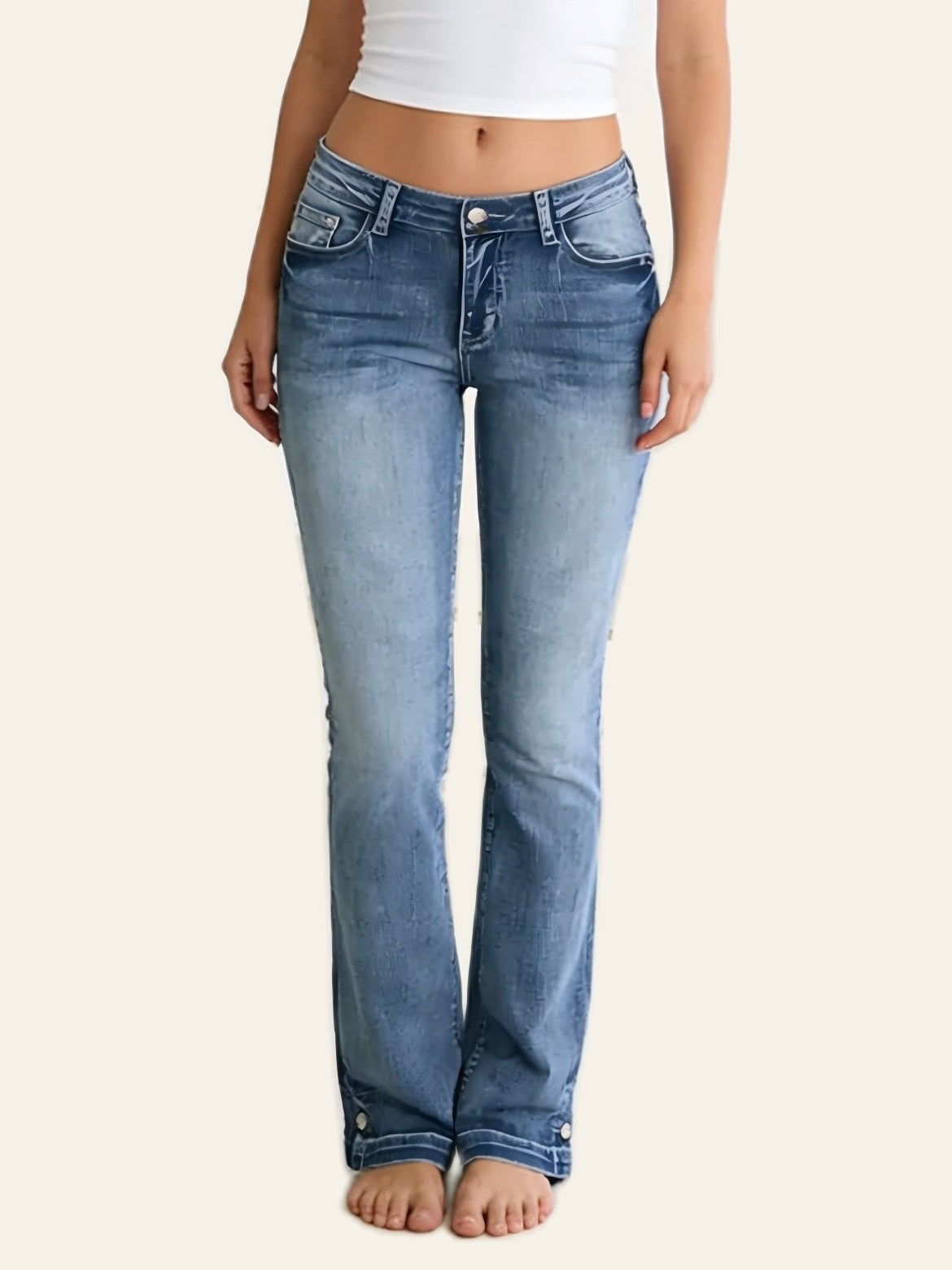 Embellished-Pocket Slim Straight Jeans
