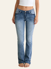 Embellished-Pocket Slim Straight Jeans