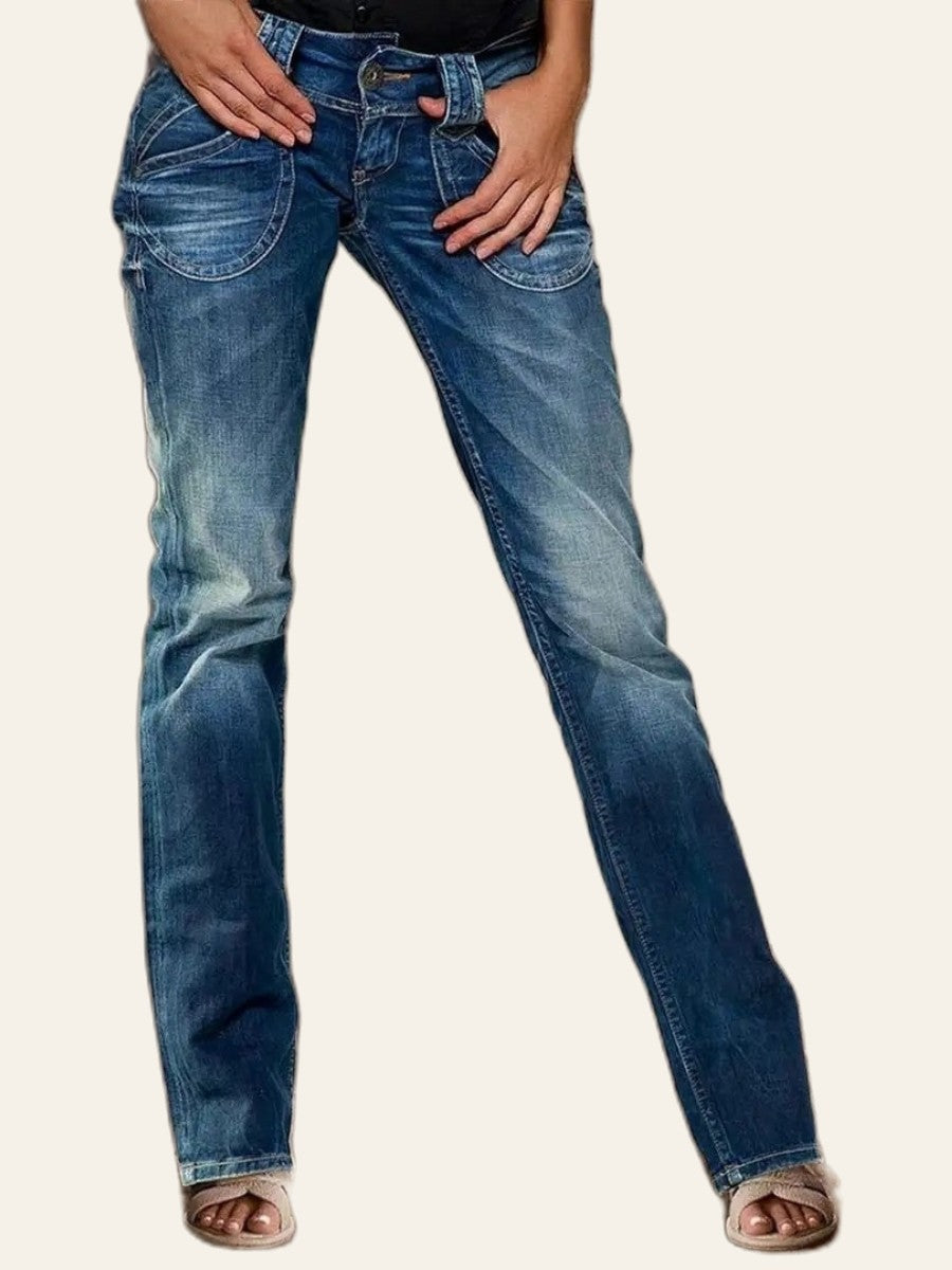 Vintage-Wash Straight-Leg Jeans