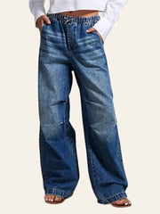 Drawstring Wide-Leg Jeans