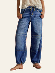 Seamed Drawstring Denim Joggers