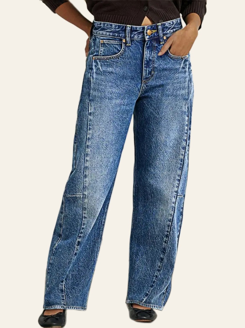 Seamed Wide-Leg Jeans