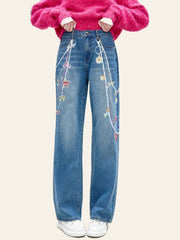 Bow-Detail Wide-Leg Jeans