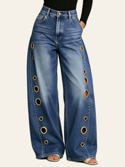 Blue Grommet Wide-Leg Jeans