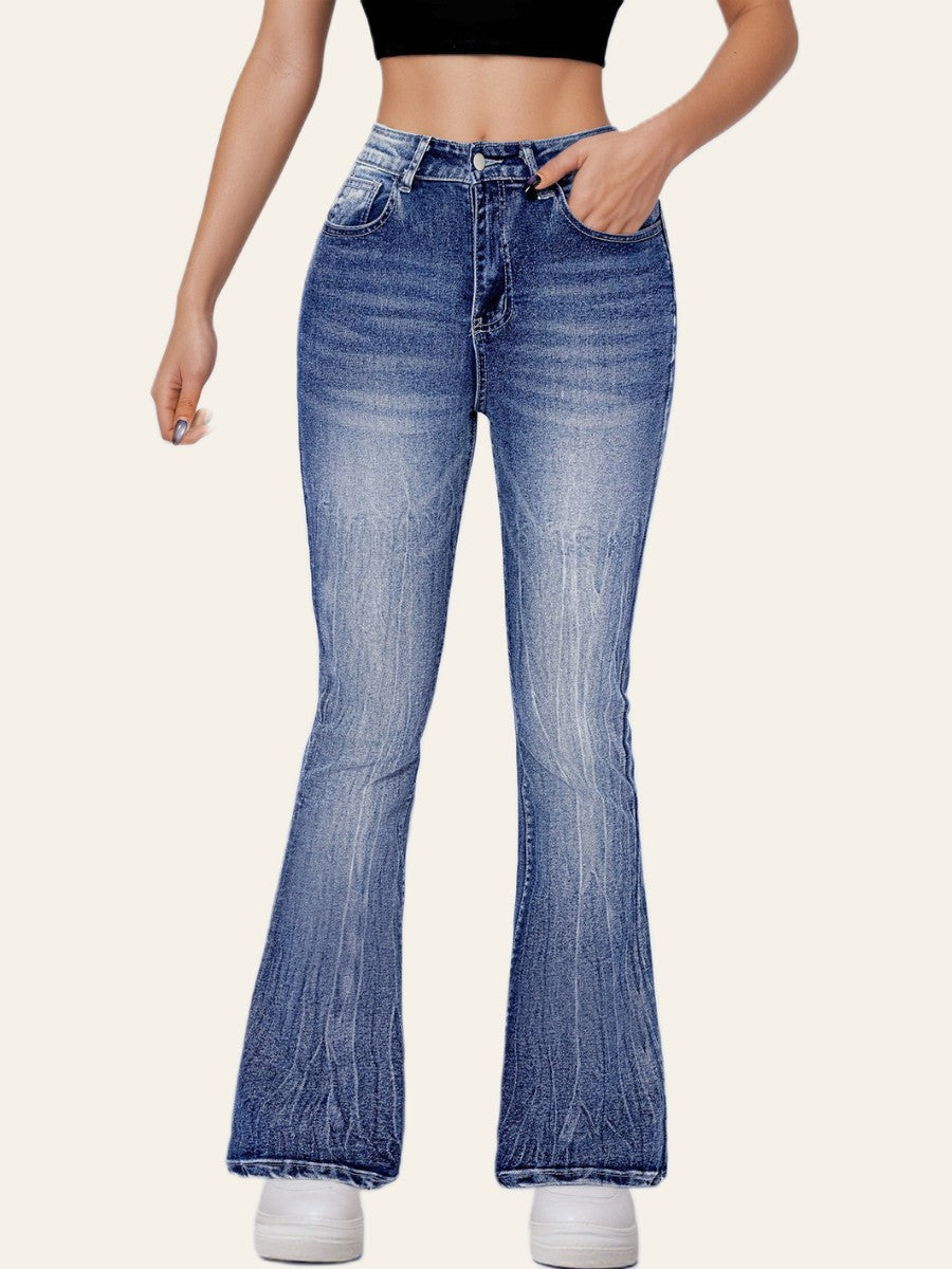 Butterfly-Pocket Bootcut Jeans