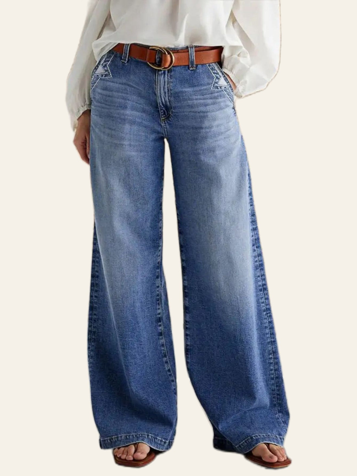 Angular-Pocket Wide-Leg Jeans