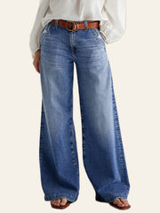 Angular-Pocket Wide-Leg Jeans
