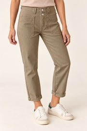 Double-Button Patch-Pocket Crop Pants