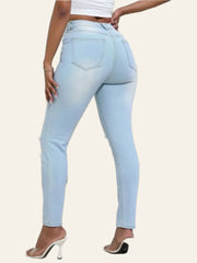 Light-Wash Distressed Skinny Jeans