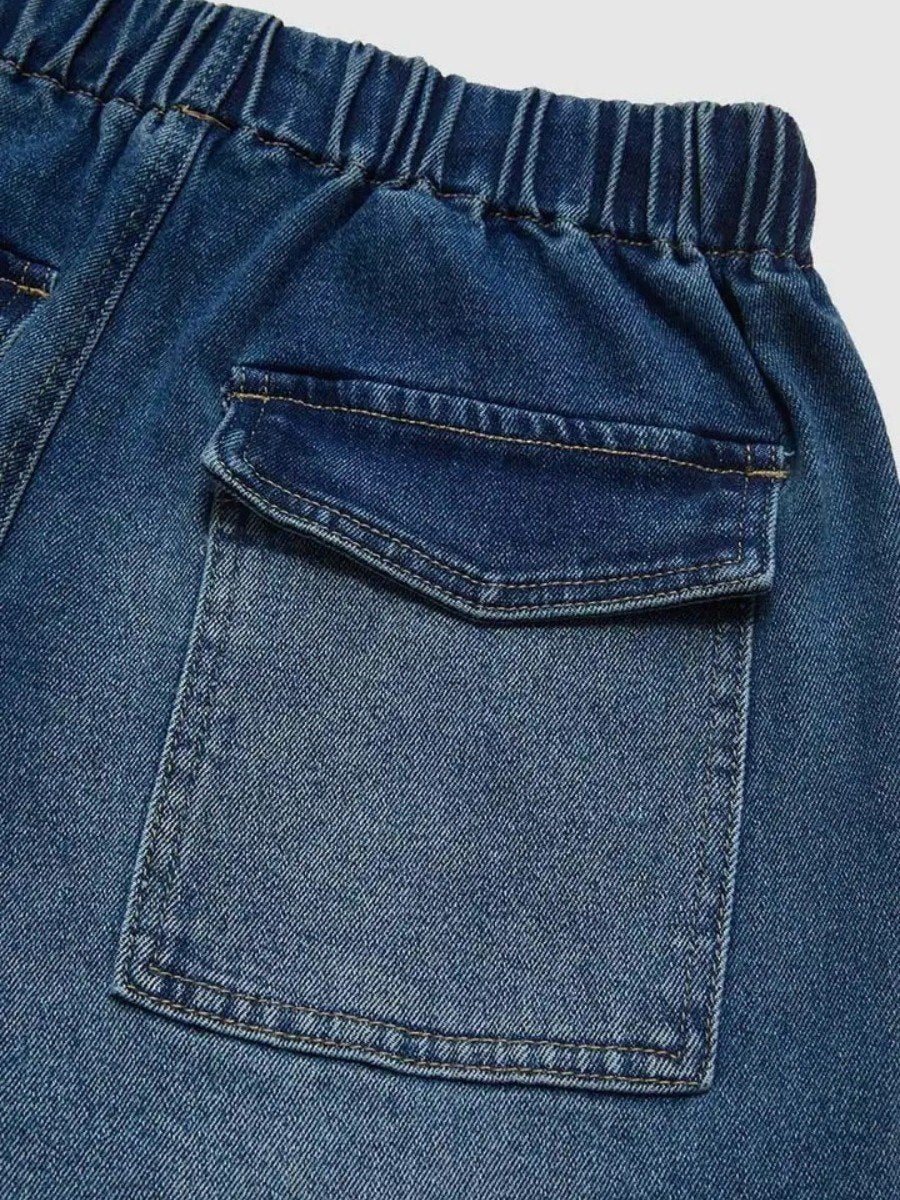 Drawstring Wide-Leg Jeans