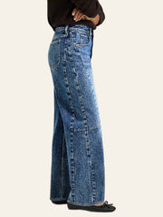 Seamed Wide-Leg Jeans