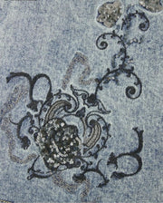 Scroll-Embroidered Bootcut Jeans