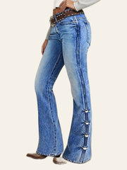 Hardware-Detail Flare Jeans