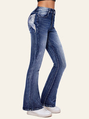 Butterfly-Pocket Bootcut Jeans
