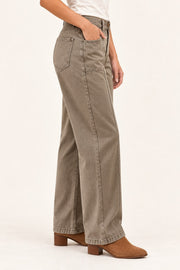 Taupe Seamed Straight-Leg Pants