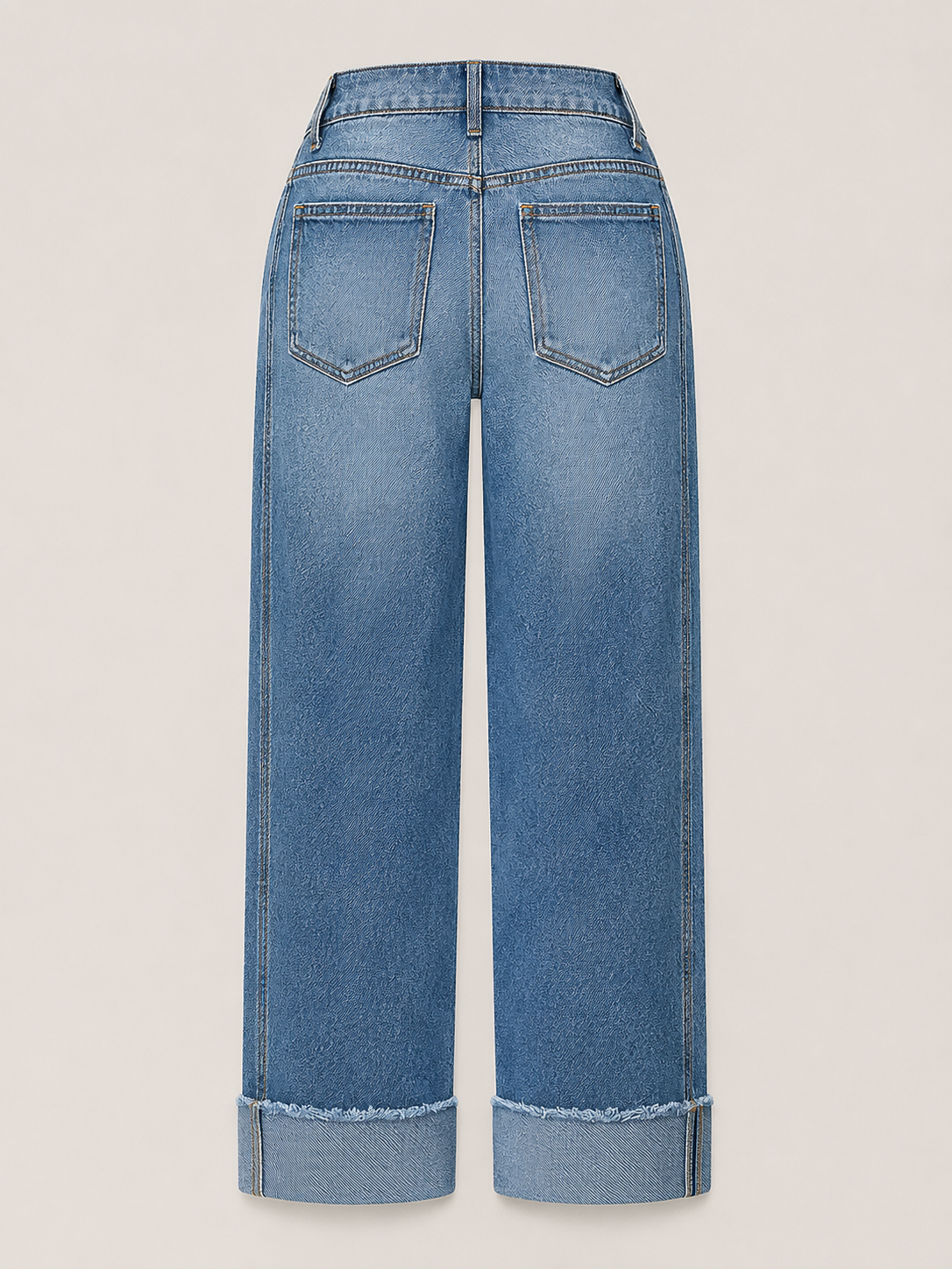 Mid-Rise Seamed Cuff Crop Straight Jeans