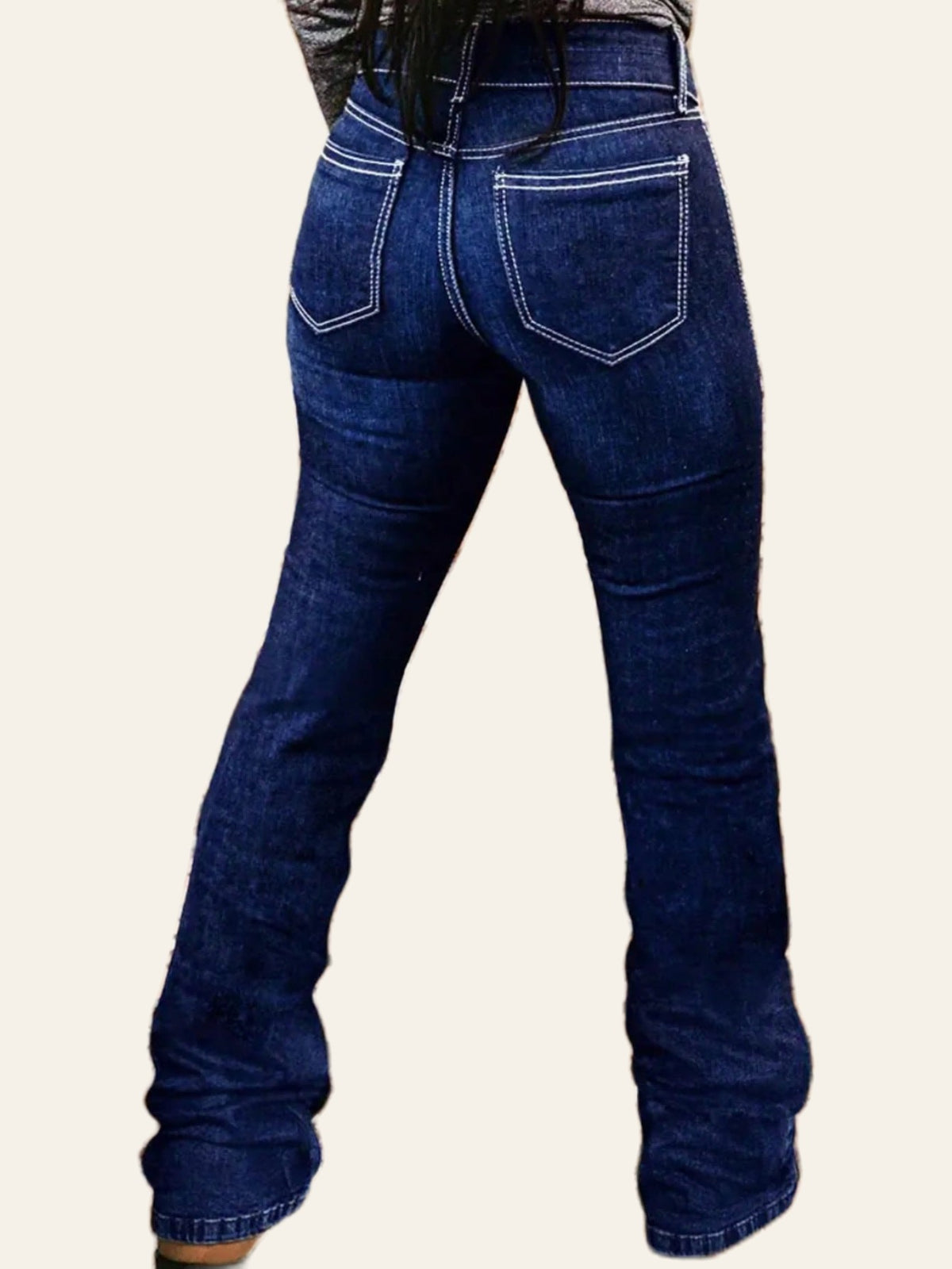 Button-Detail Dark-Wash Bootcut Jeans