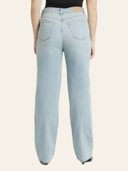 Light-Wash Ripped Wide-Leg Jeans