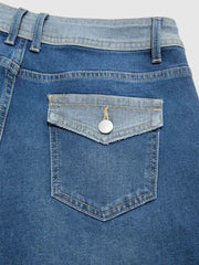 Contrast-Waistband Wide-Leg Jeans