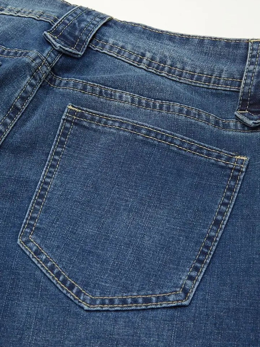 Vintage-Wash Straight-Leg Jeans