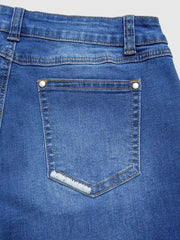 Frayed-Pocket Bootcut Jeans