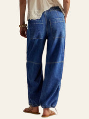 Seamed Drawstring Denim Joggers