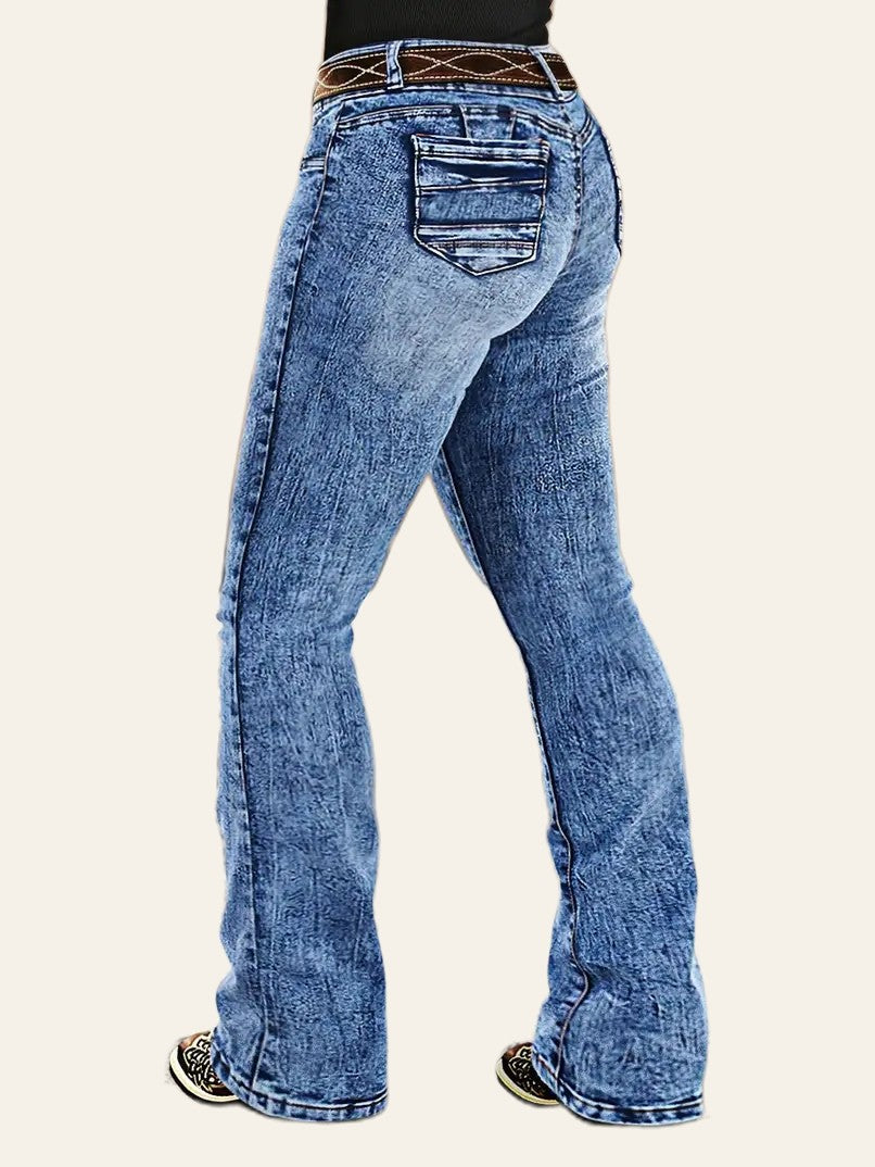 Acid-Wash Bootcut Jeans