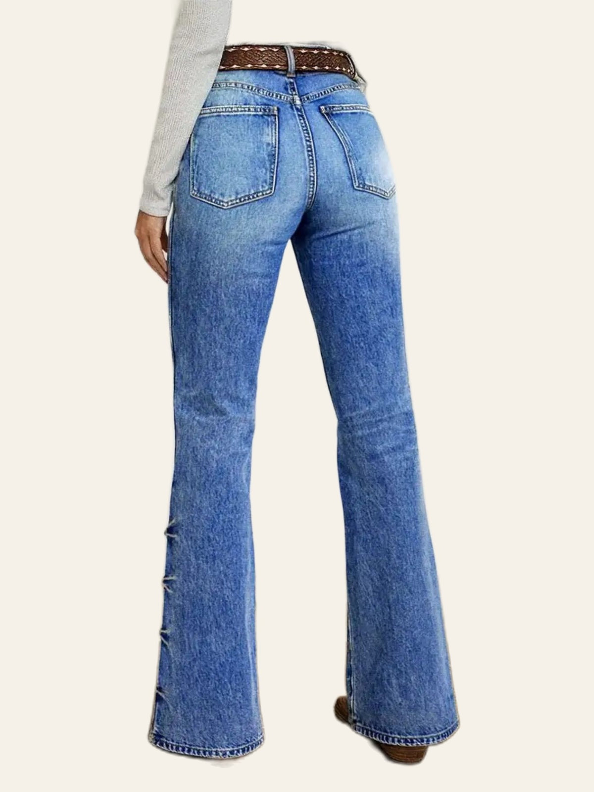 Hardware-Detail Flare Jeans