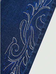 Scroll-Embellished Bootcut Jeans