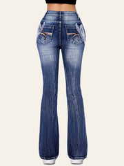 Butterfly-Pocket Bootcut Jeans