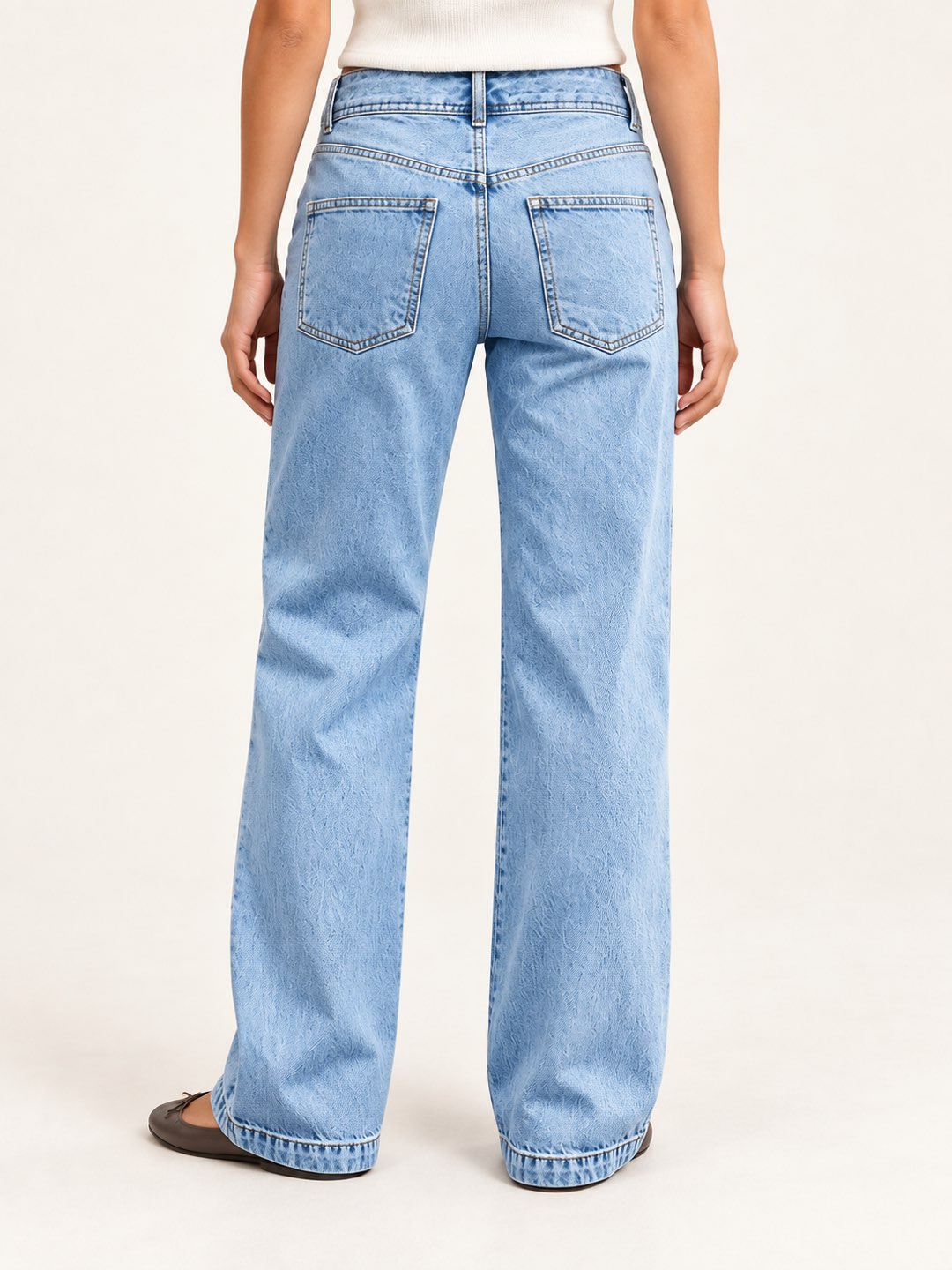 Seamed Patch-Pocket Straight-Leg Jeans