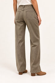 Taupe Seamed Straight-Leg Pants