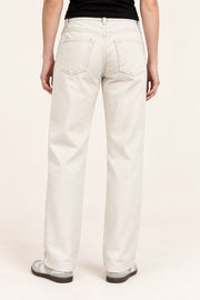 Beige Patch-Pocket Straight-Leg Pants