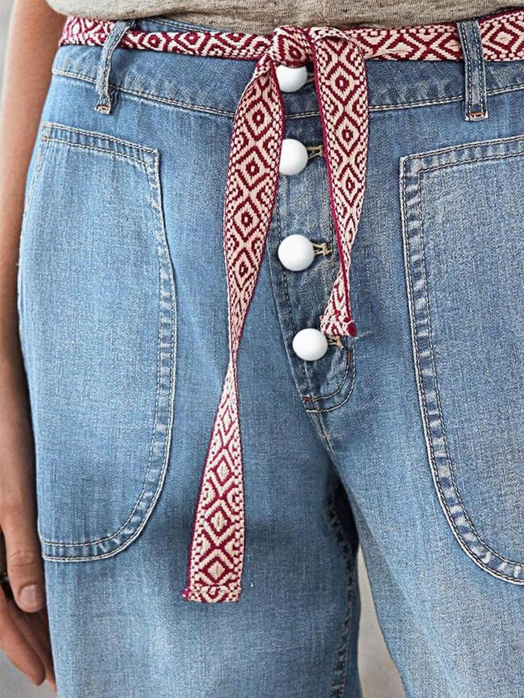 Light-Wash Button-Front Denim Joggers