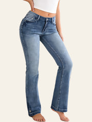 Embellished-Pocket Slim Straight Jeans