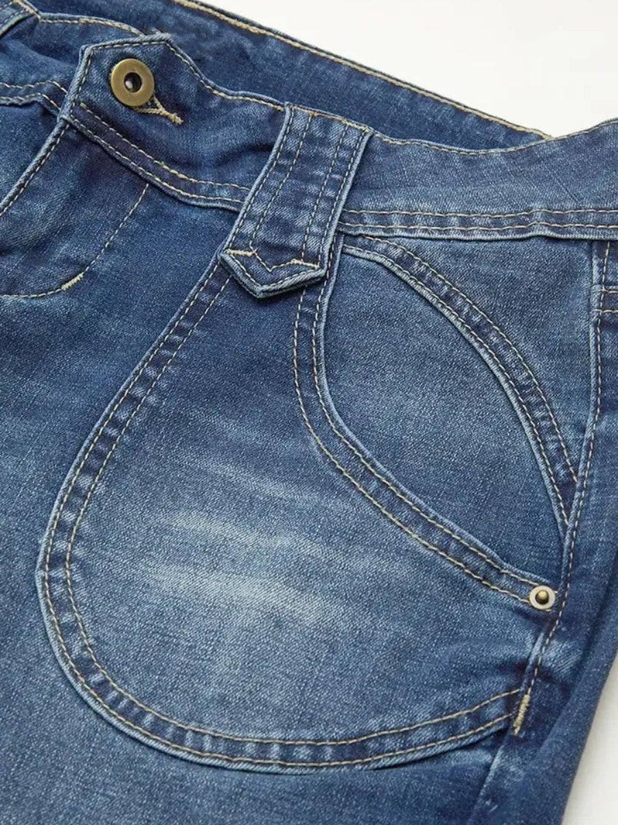 Vintage-Wash Straight-Leg Jeans