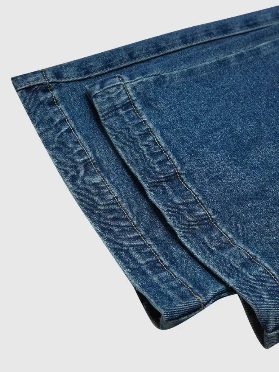 Drawstring Wide-Leg Jeans