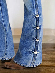 Hardware-Detail Flare Jeans