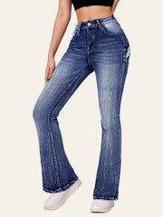 Butterfly-Pocket Bootcut Jeans