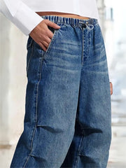 Drawstring Wide-Leg Jeans