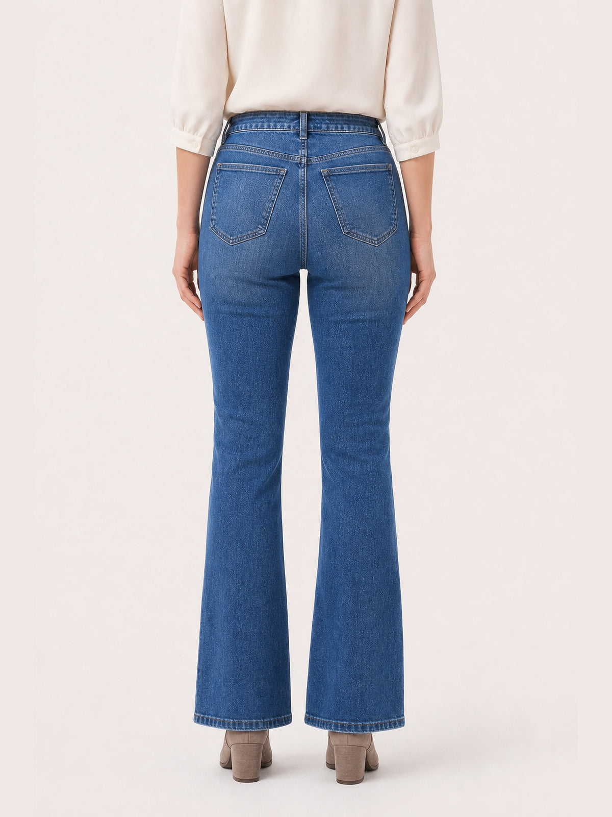Floral Print Mid-Rise Flare Jeans