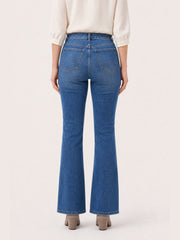 Floral Print Mid-Rise Flare Jeans