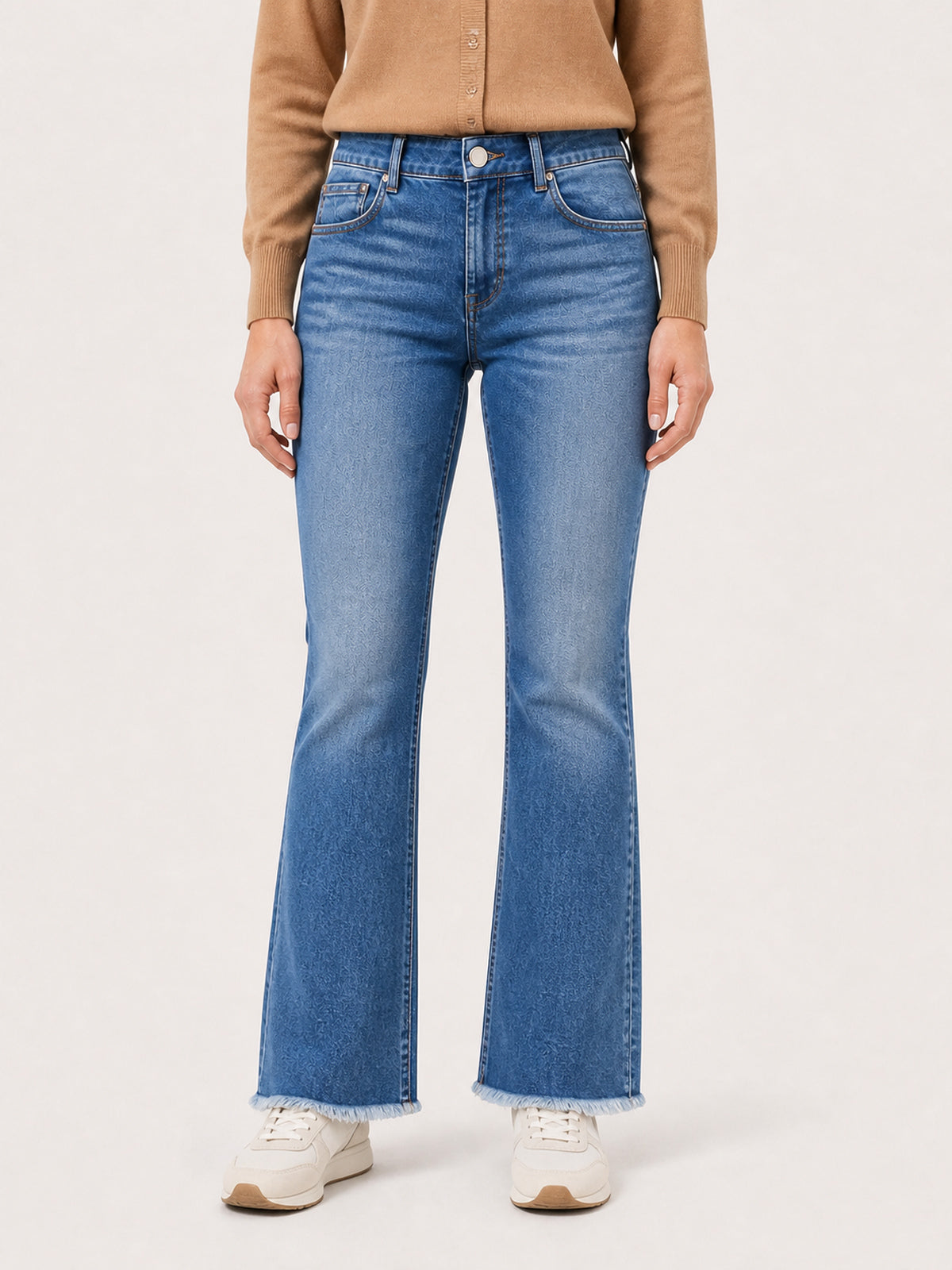 High-Rise Raw-Hem Micro-Flare Jeans