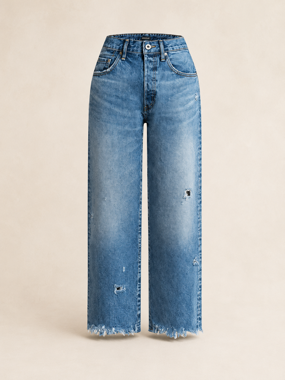 Mid-Rise Light Wash Crop Straight Jeans