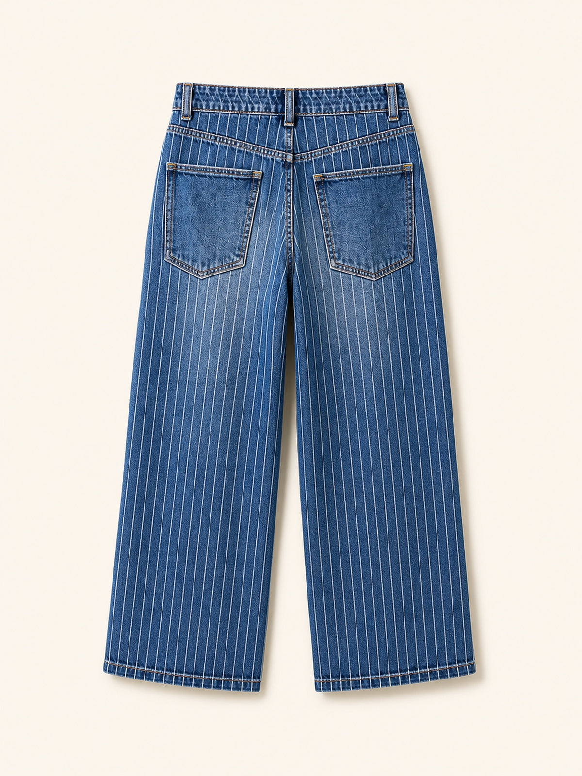 Pinstripe Patch-Pocket Cropped Jeans