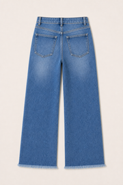 Mid-Rise Raw Hem Straight Jeans