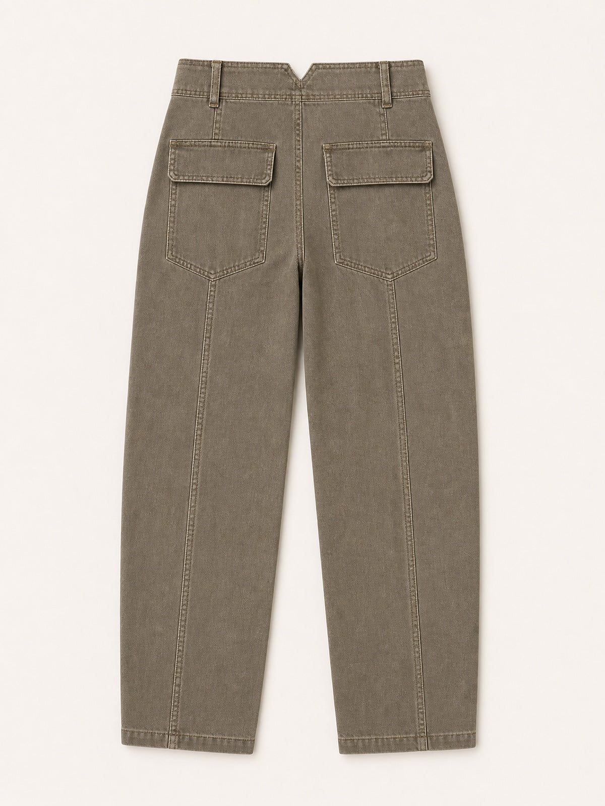 Mid-Rise Stitch Detail Barrel Crop Jeans