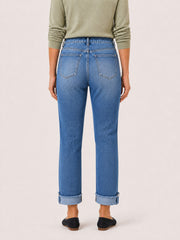 Distressed Boyfriend Jeans with Button Cuffs