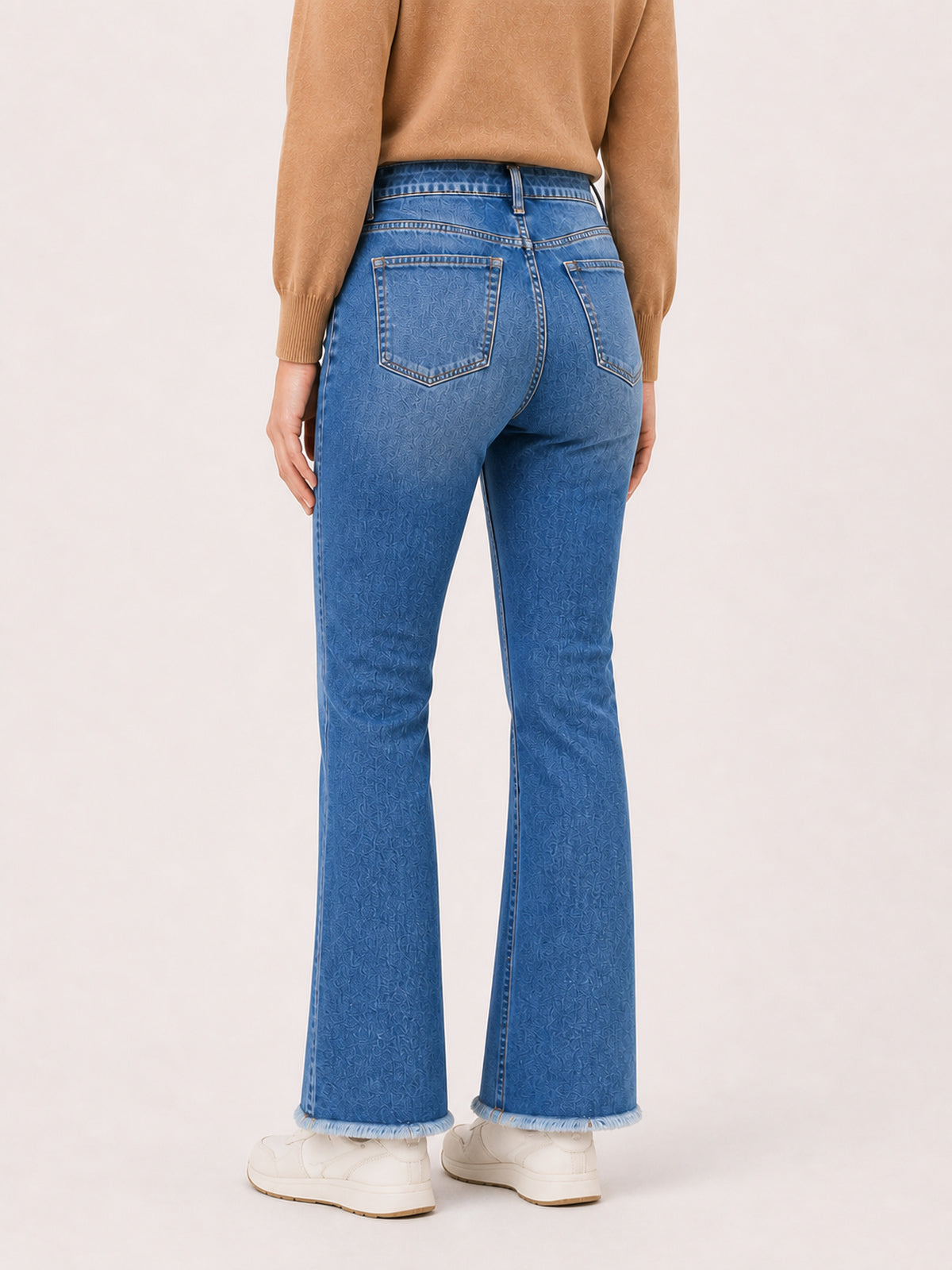 High-Rise Raw-Hem Micro-Flare Jeans